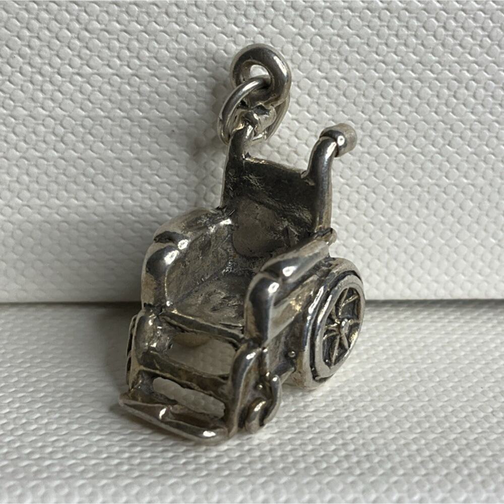 Vintage Sterling Silver 925 Wheel Charm Wheelchair Handicap Charm